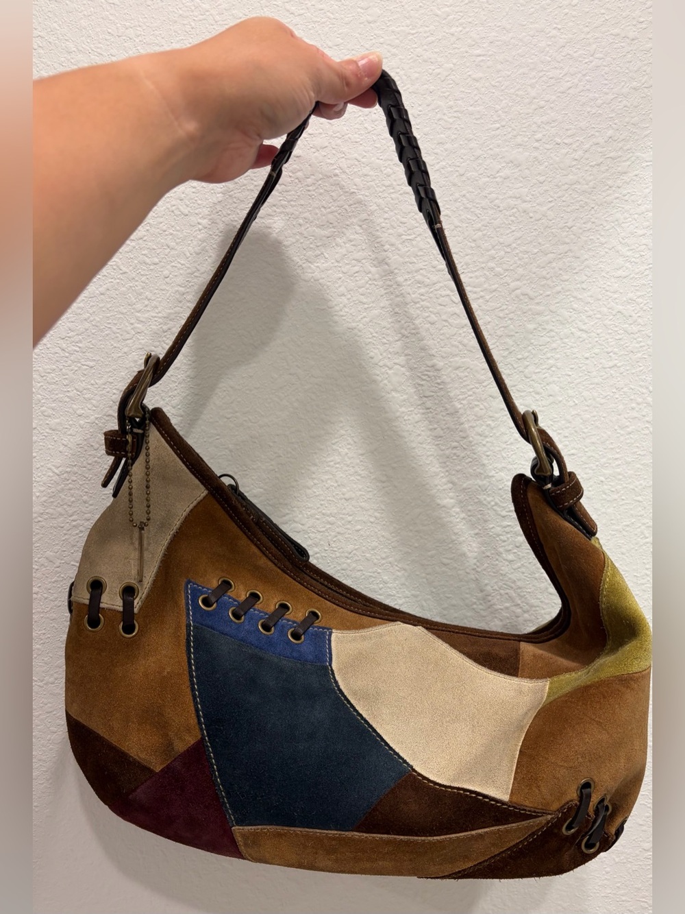 *EUC* Vintage Coach 2004 Y2k Suede Patchwork Hobo